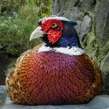 Load image into Gallery viewer, This puzzle features a close-up photograph of a pheasant (Phasianus colchicus) sitting on rocky surface. Experience what this bird might feel like with the textured printing featured in this photographic tactile puzzle.
